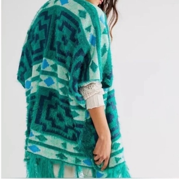 NWT Free People Diamondback Cozy Kimono Green sz OS - Picture 7 of 12